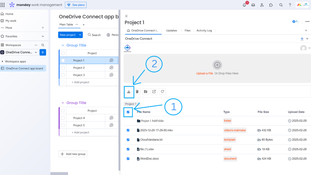 OneDrive Connect-Download Multiple Files